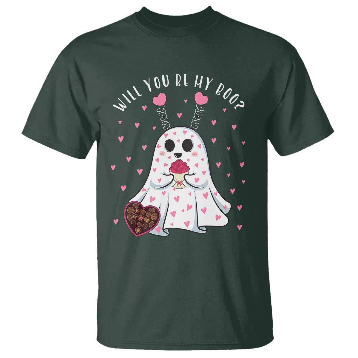 Valentines Ghost T Shirt Will You Be My Boo Cute Funny