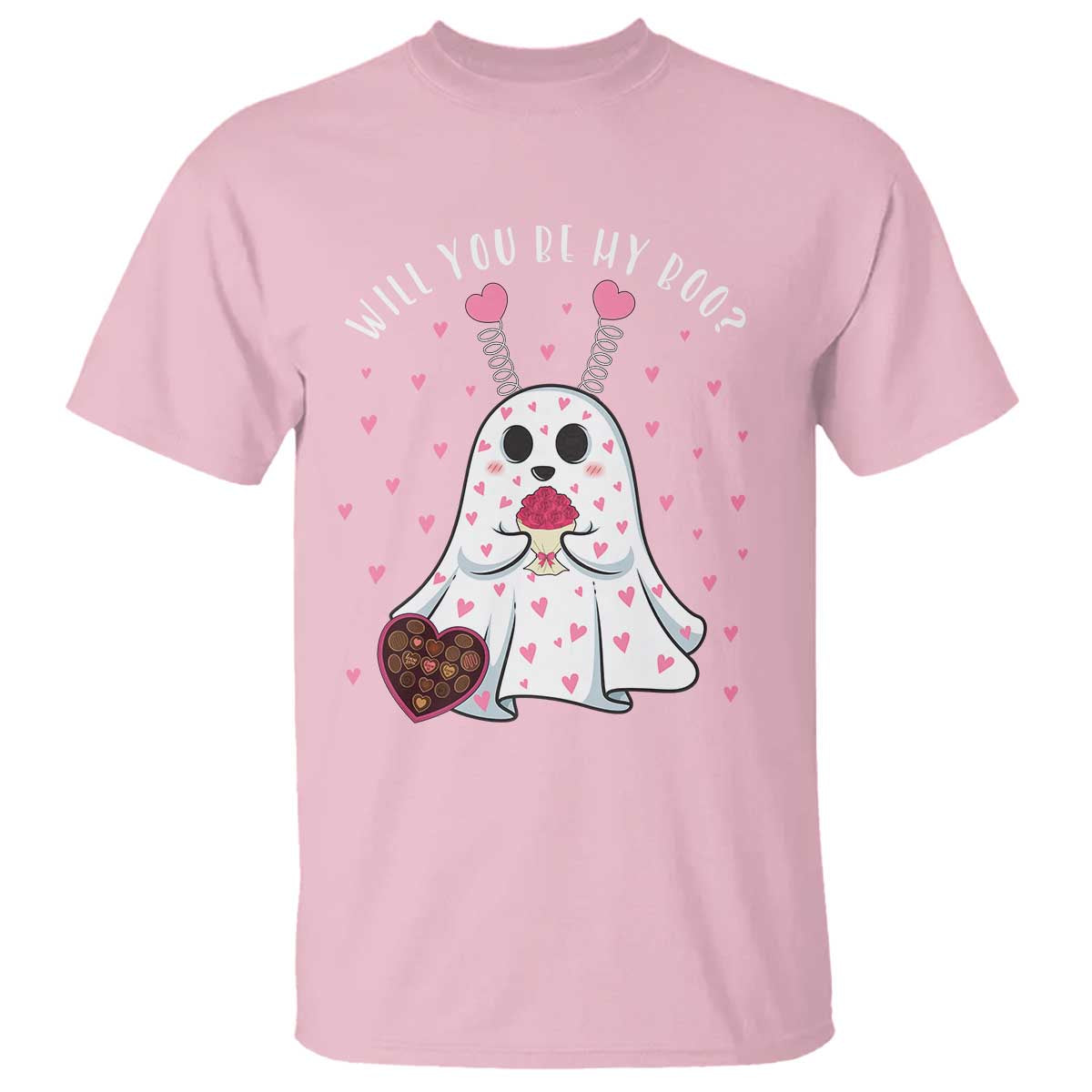 Valentines Ghost T Shirt Will You Be My Boo Cute Funny