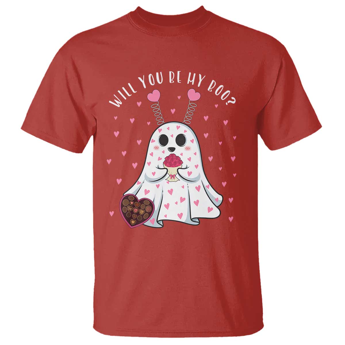 Valentines Ghost T Shirt Will You Be My Boo Cute Funny