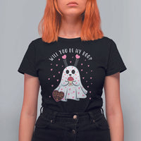 Valentines Ghost T Shirt For Women Will You Be My Boo Cute Funny