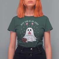 Valentines Ghost T Shirt For Women Will You Be My Boo Cute Funny