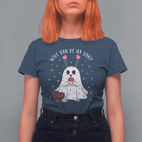 Valentines Ghost T Shirt For Women Will You Be My Boo Cute Funny