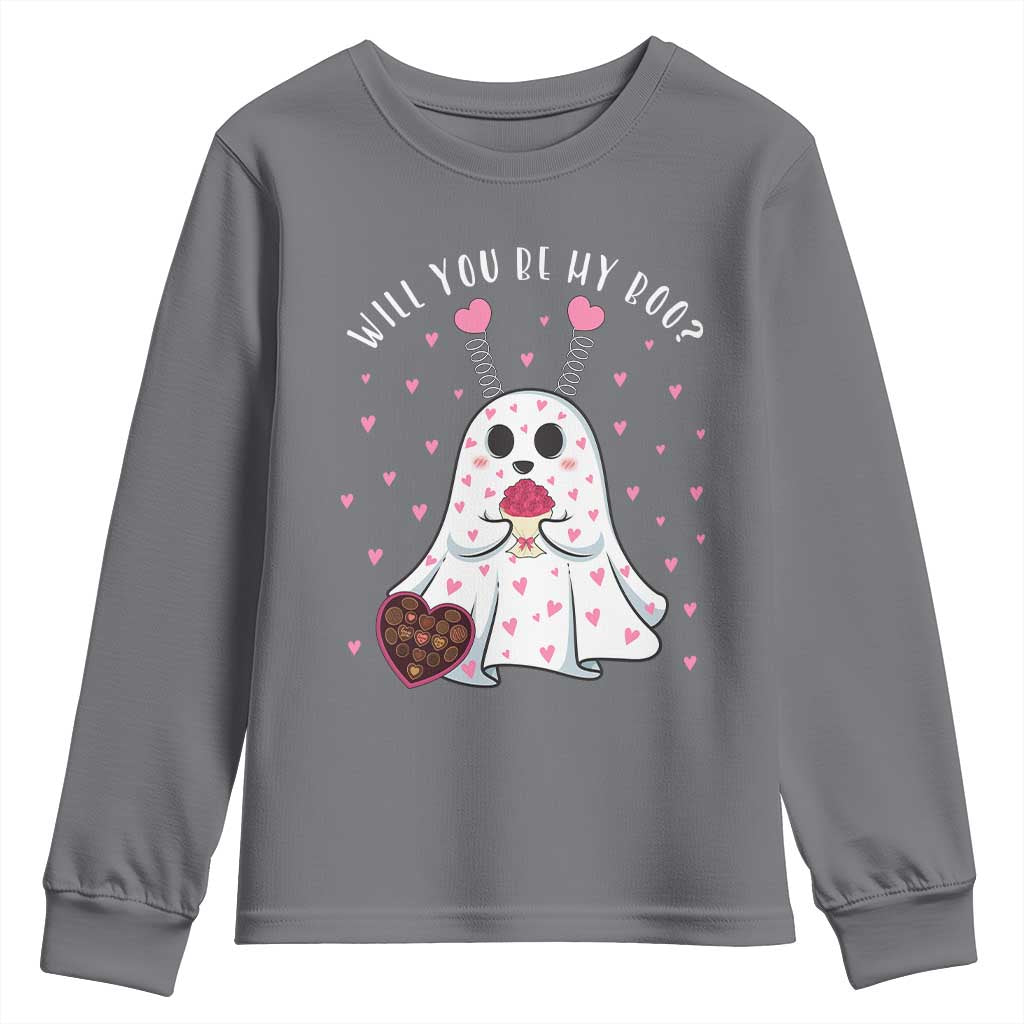 Valentines Ghost Youth Sweatshirt Will You Be My Boo Cute Funny