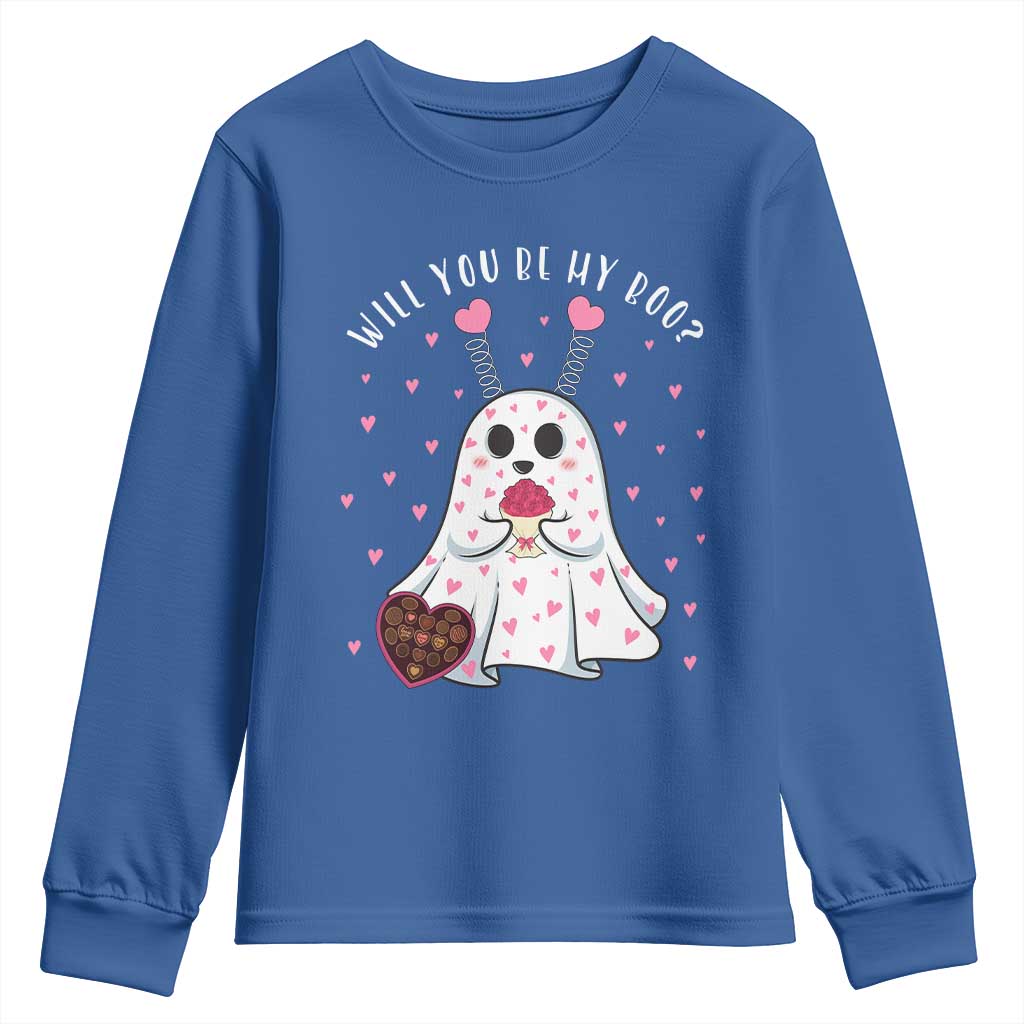 Valentines Ghost Youth Sweatshirt Will You Be My Boo Cute Funny