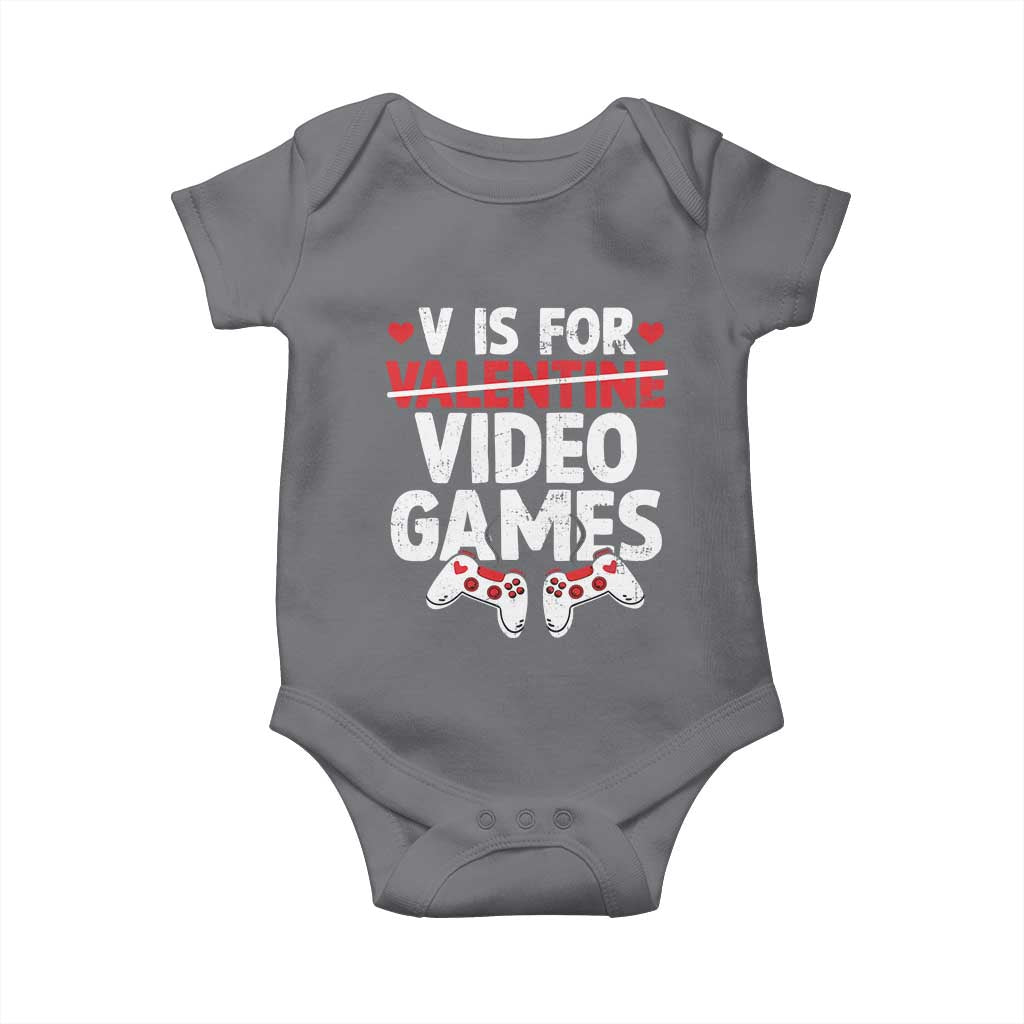 Valentines Day Gamers Baby Onesie V Is For Video Games