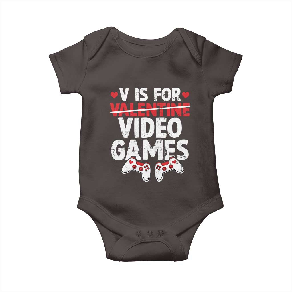 Valentines Day Gamers Baby Onesie V Is For Video Games