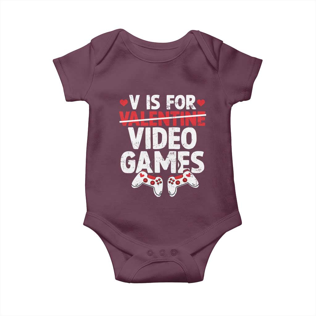 Valentines Day Gamers Baby Onesie V Is For Video Games