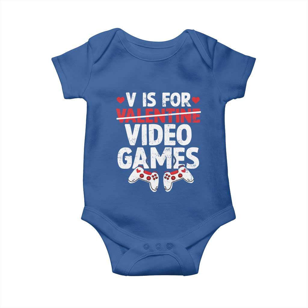 Valentines Day Gamers Baby Onesie V Is For Video Games