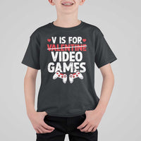 Valentines Day Gamers T Shirt For Kid V Is For Video Games