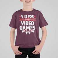 Valentines Day Gamers T Shirt For Kid V Is For Video Games