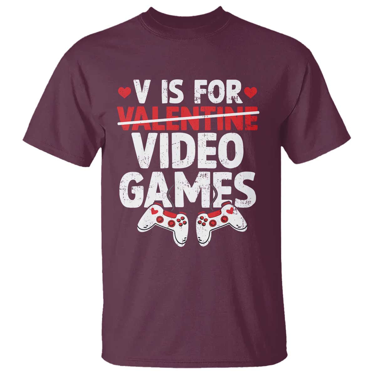 Valentines Day Gamers T Shirt V Is For Video Games
