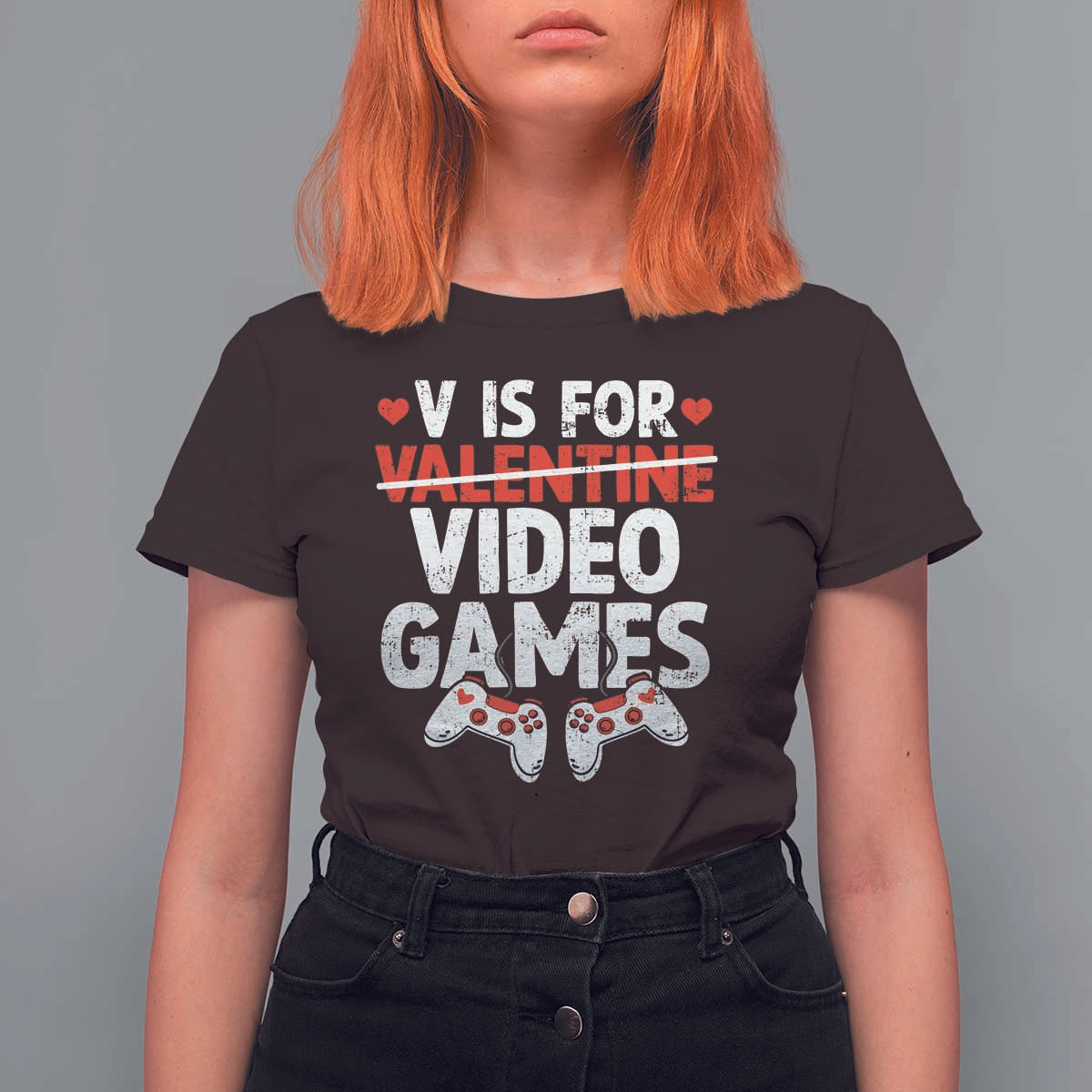 Valentines Day Gamers T Shirt For Women V Is For Video Games
