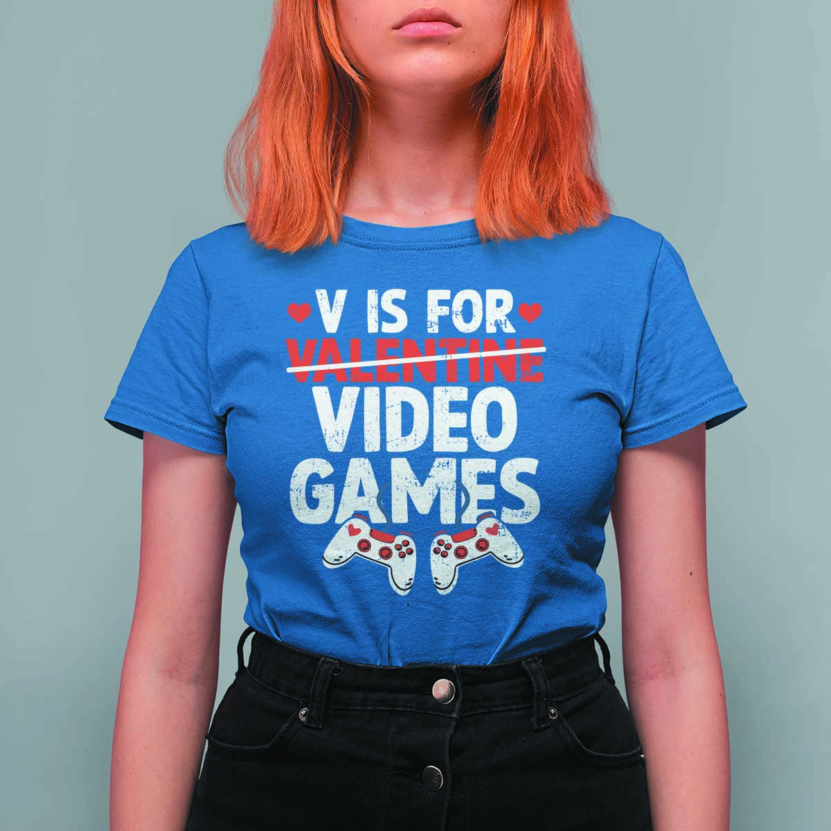 Valentines Day Gamers T Shirt For Women V Is For Video Games