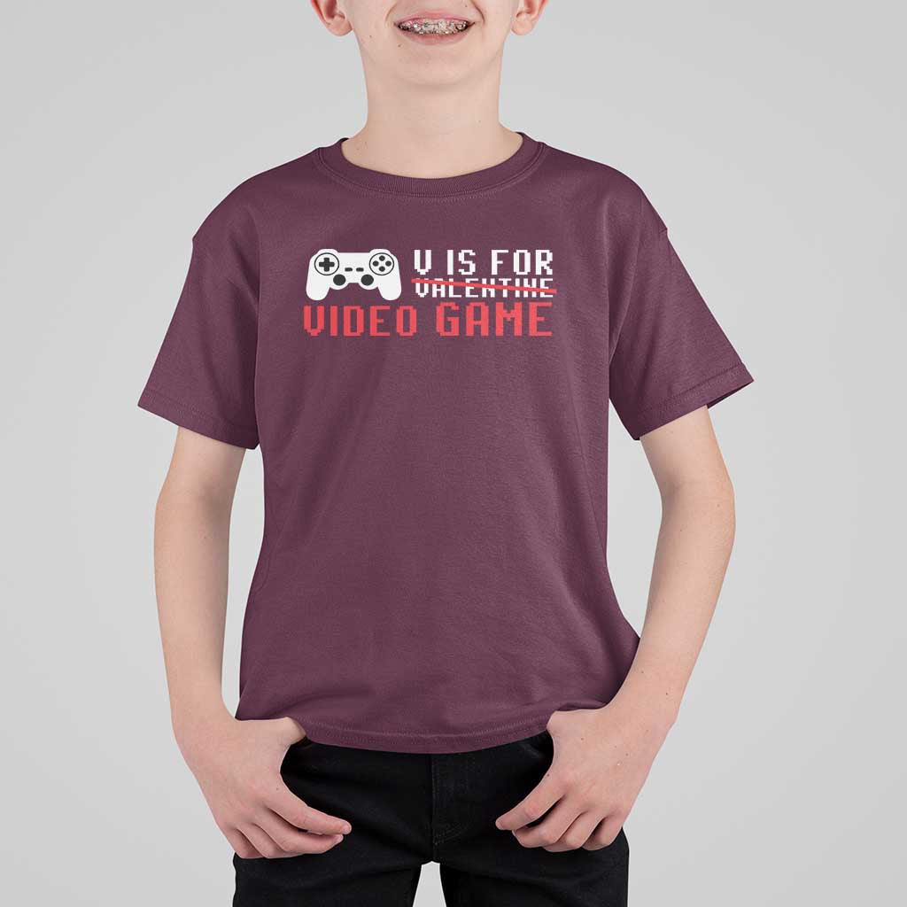 Valentines Day Gamers T Shirt For Kid V Is For Video Games Gamer