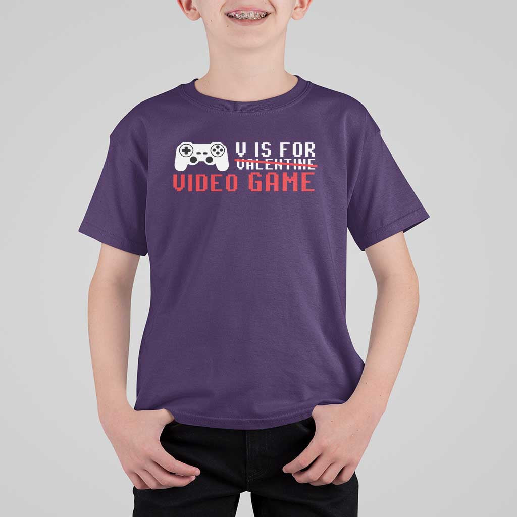 Valentines Day Gamers T Shirt For Kid V Is For Video Games Gamer