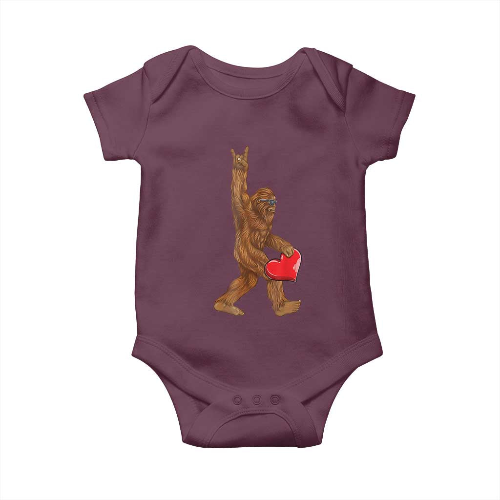 Bigfoot Heart Valentines Day Baby Onesie Boys Men Kids Love Sasquatch Lovers