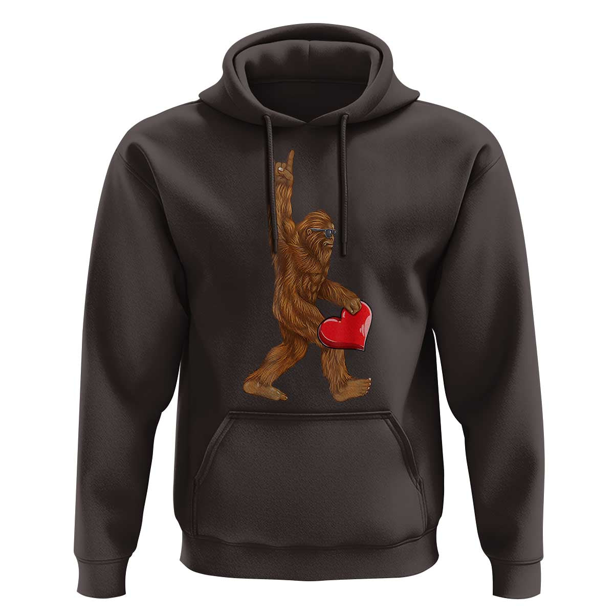 Bigfoot Heart Valentines Day Hoodie Boys Men Kids Love Sasquatch Lovers