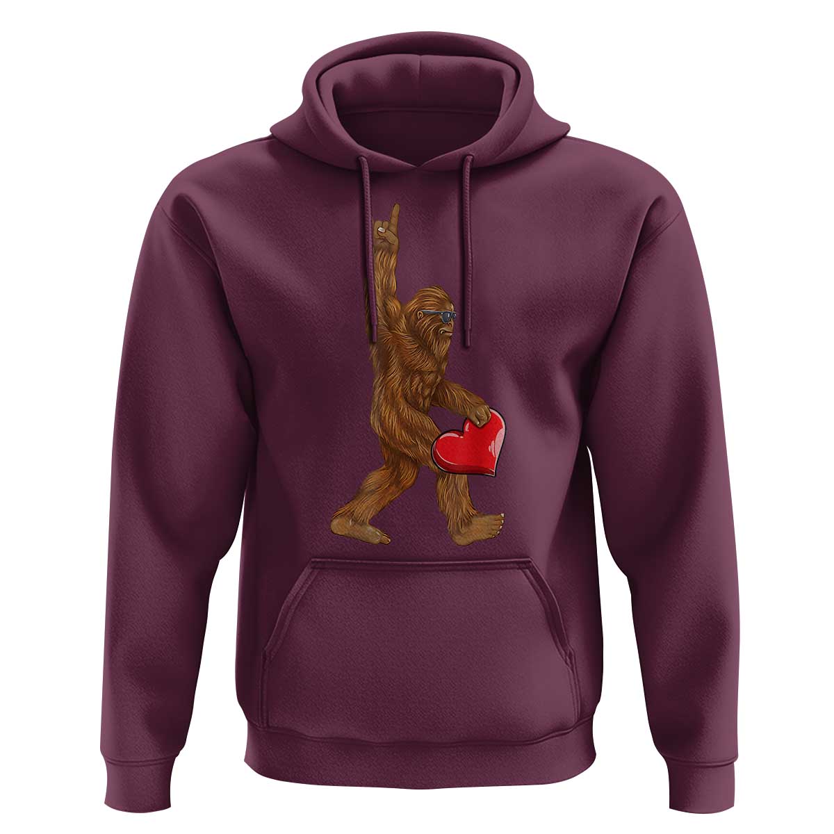 Bigfoot Heart Valentines Day Hoodie Boys Men Kids Love Sasquatch Lovers