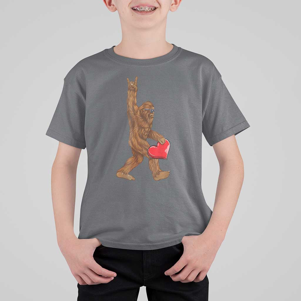 Bigfoot Heart Valentines Day T Shirt For Kid Boys Men Kids Love Sasquatch Lovers