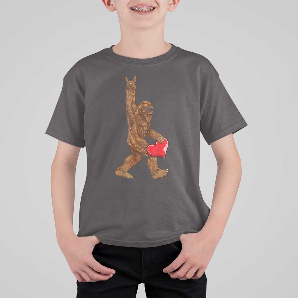 Bigfoot Heart Valentines Day T Shirt For Kid Boys Men Kids Love Sasquatch Lovers