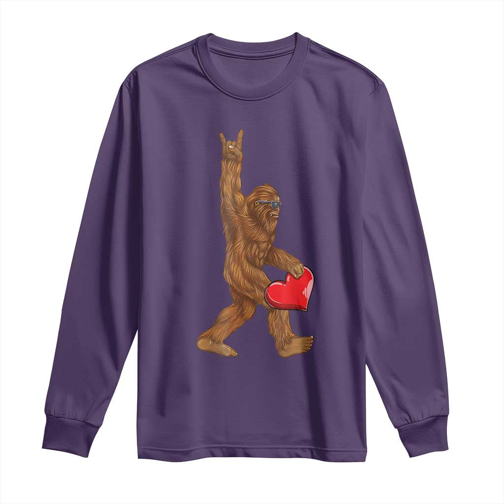 Bigfoot Heart Valentines Day Long Sleeve Shirt Boys Men Kids Love Sasquatch Lovers