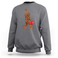 Bigfoot Heart Valentines Day Sweatshirt Boys Men Kids Love Sasquatch Lovers
