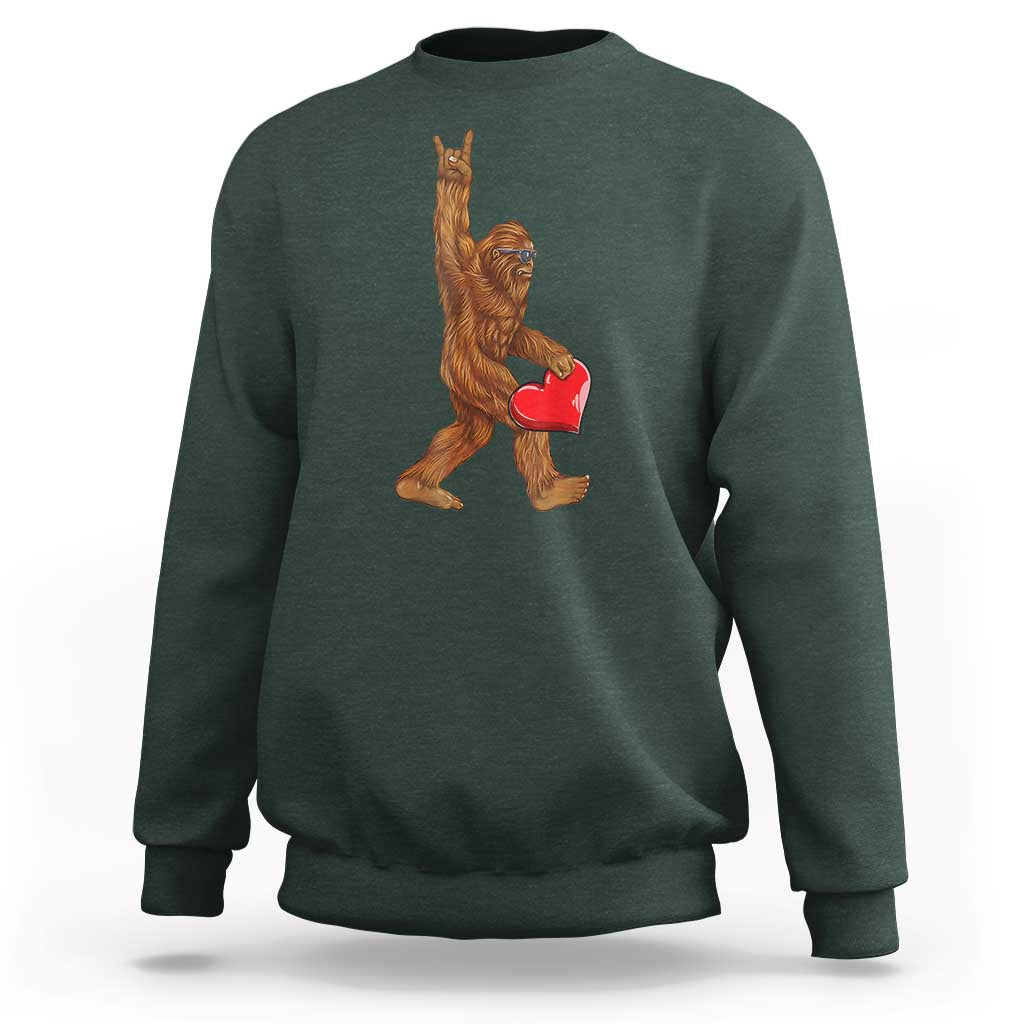 Bigfoot Heart Valentines Day Sweatshirt Boys Men Kids Love Sasquatch Lovers