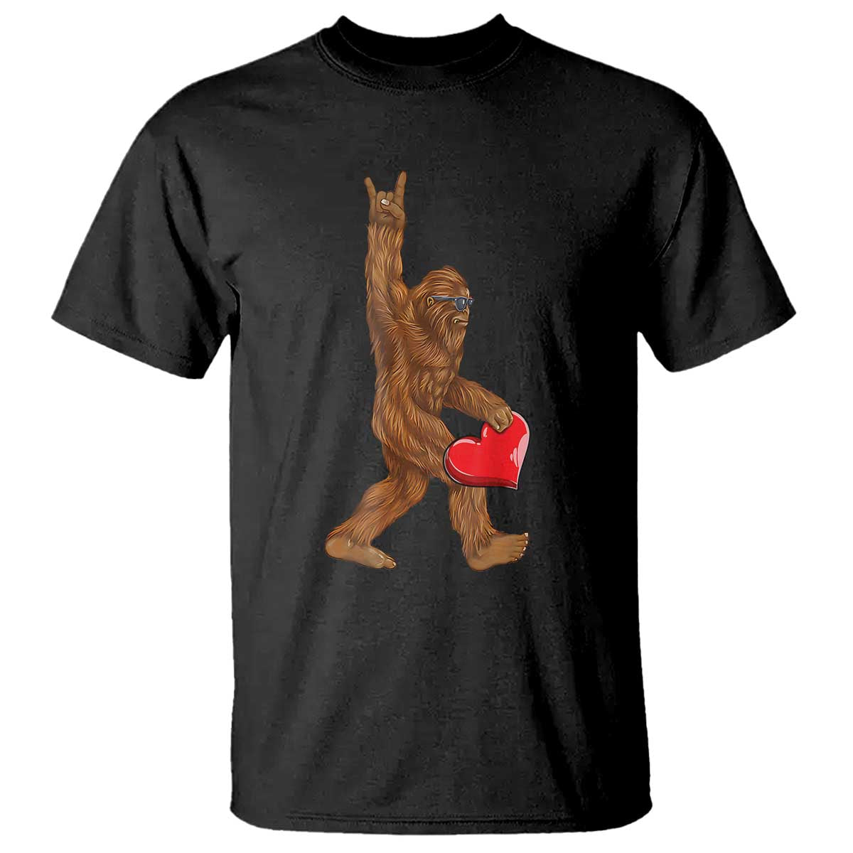 Bigfoot Heart Valentines Day T Shirt Boys Men Kids Love Sasquatch Lovers