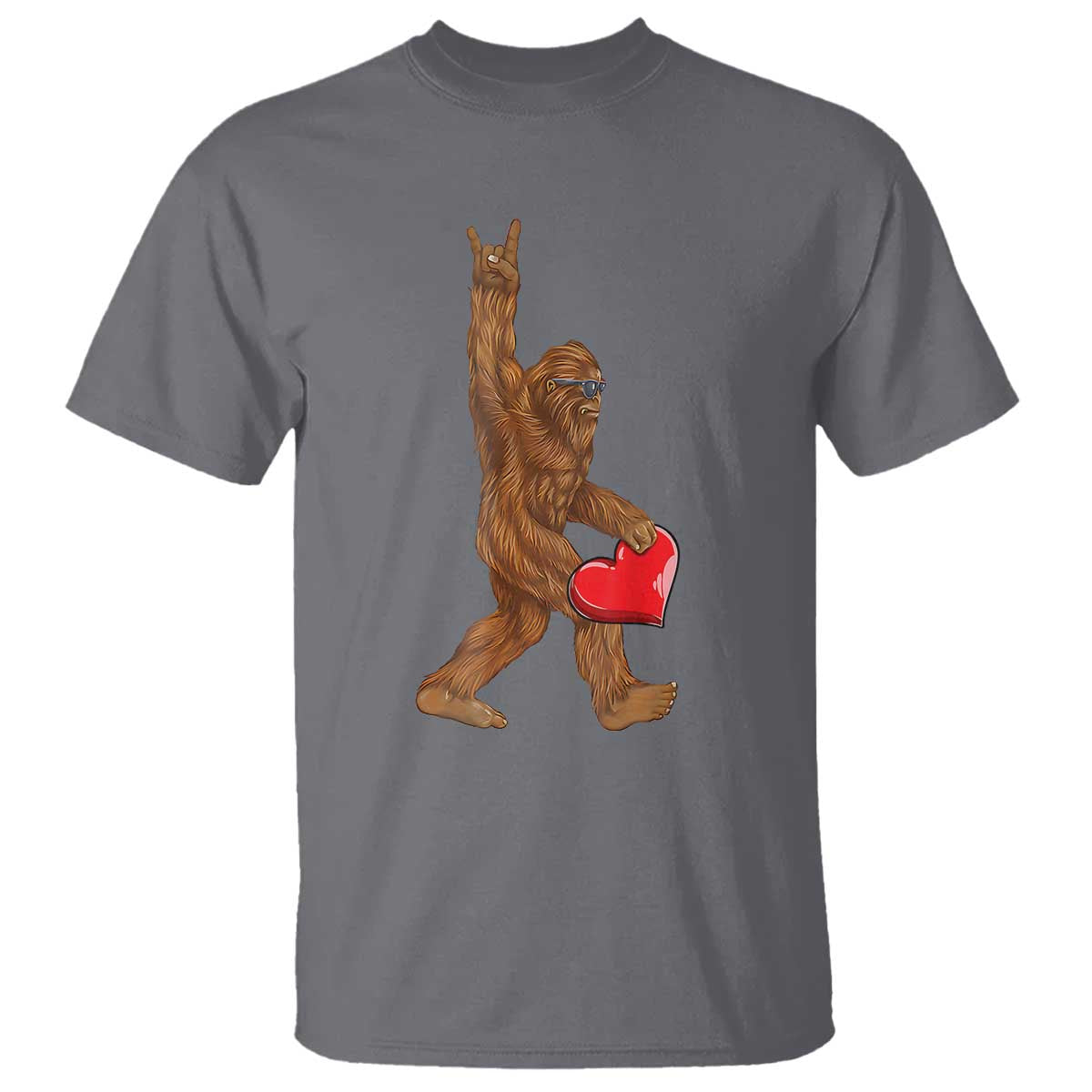 Bigfoot Heart Valentines Day T Shirt Boys Men Kids Love Sasquatch Lovers