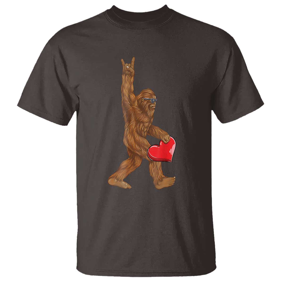 Bigfoot Heart Valentines Day T Shirt Boys Men Kids Love Sasquatch Lovers