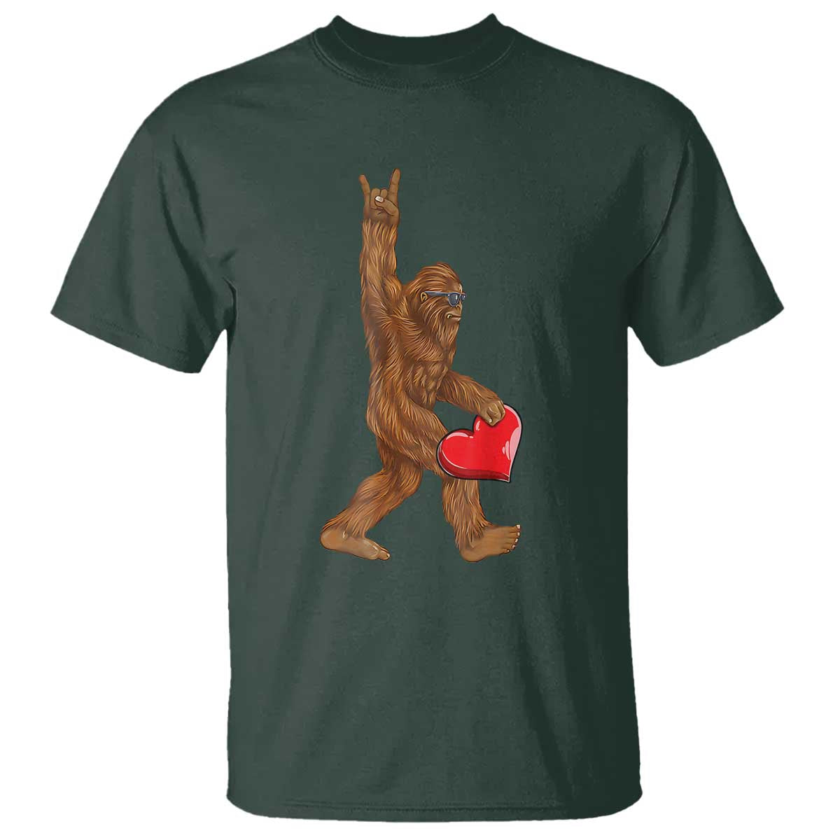 Bigfoot Heart Valentines Day T Shirt Boys Men Kids Love Sasquatch Lovers