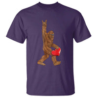 Bigfoot Heart Valentines Day T Shirt Boys Men Kids Love Sasquatch Lovers
