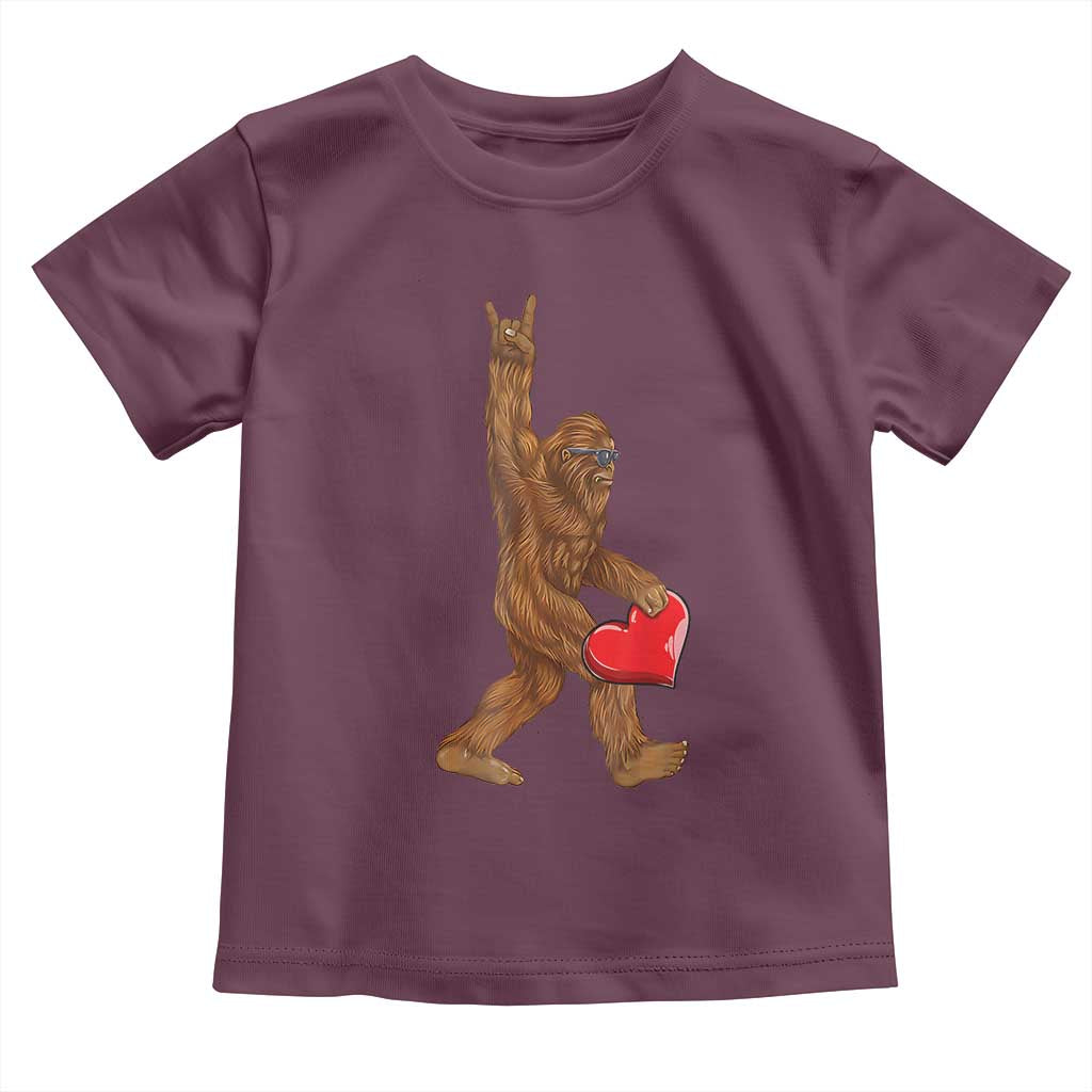 Bigfoot Heart Valentines Day Toddler T Shirt Boys Men Kids Love Sasquatch Lovers