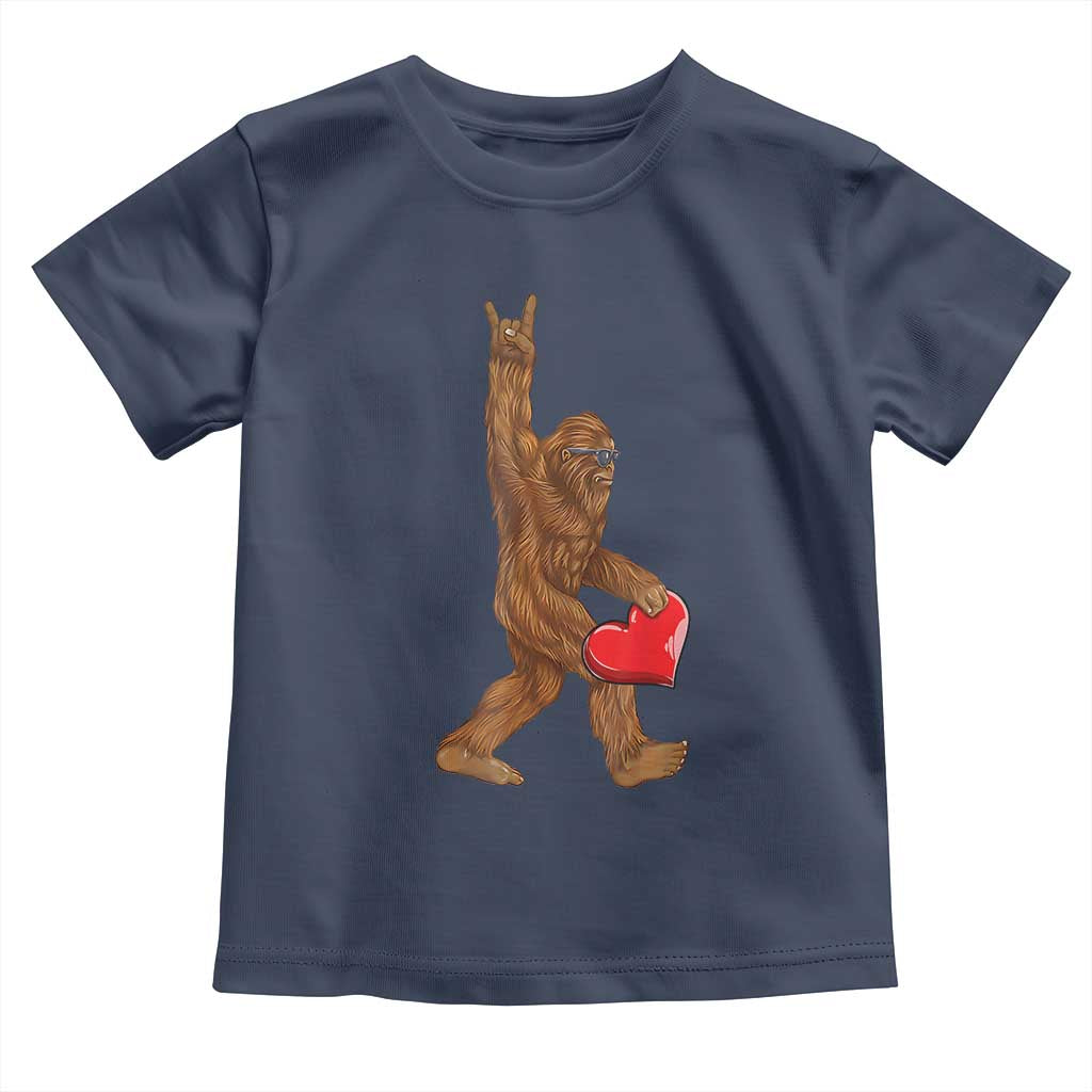 Bigfoot Heart Valentines Day Toddler T Shirt Boys Men Kids Love Sasquatch Lovers