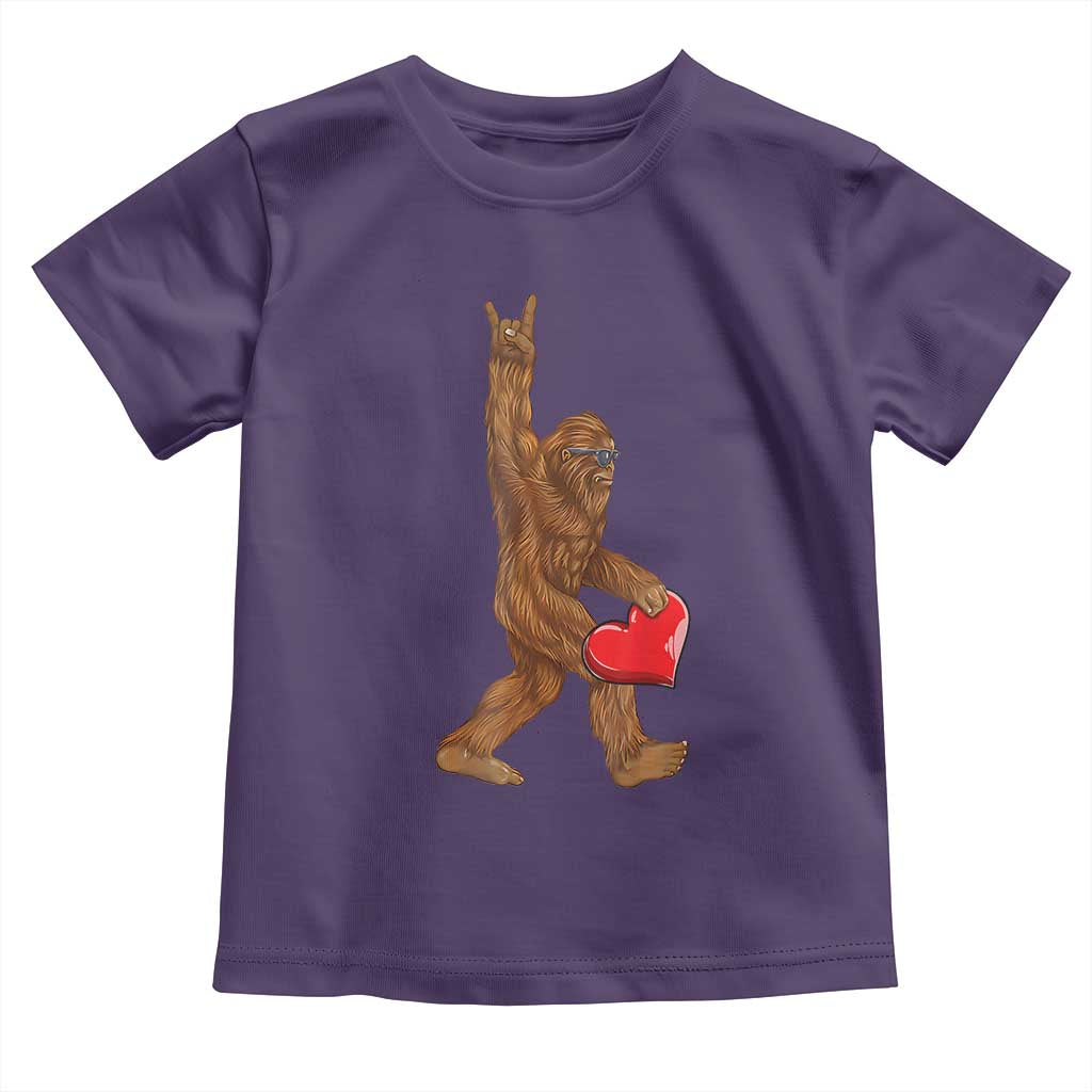 Bigfoot Heart Valentines Day Toddler T Shirt Boys Men Kids Love Sasquatch Lovers