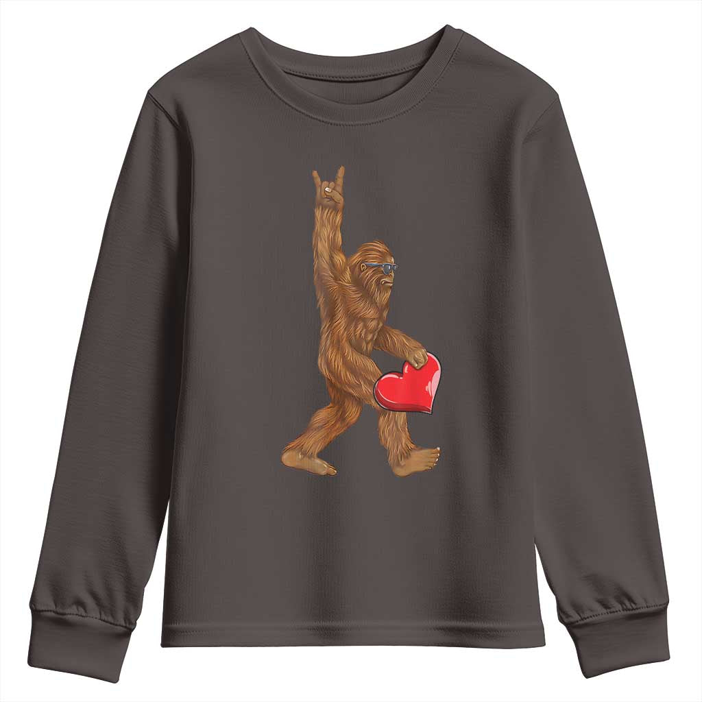 Bigfoot Heart Valentines Day Youth Sweatshirt Boys Men Kids Love Sasquatch Lovers