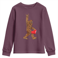 Bigfoot Heart Valentines Day Youth Sweatshirt Boys Men Kids Love Sasquatch Lovers