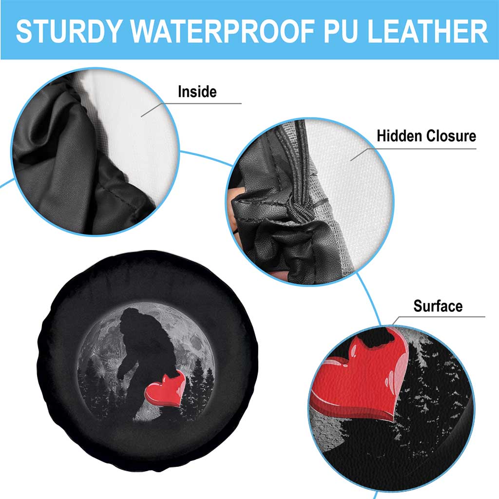 Bigfoot Heart Valentines Day Spare Tire Cover Funny Valentine Sasquatch Lovers