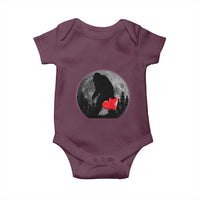 Bigfoot Heart Valentines Day Baby Onesie Funny Valentine Sasquatch Lovers