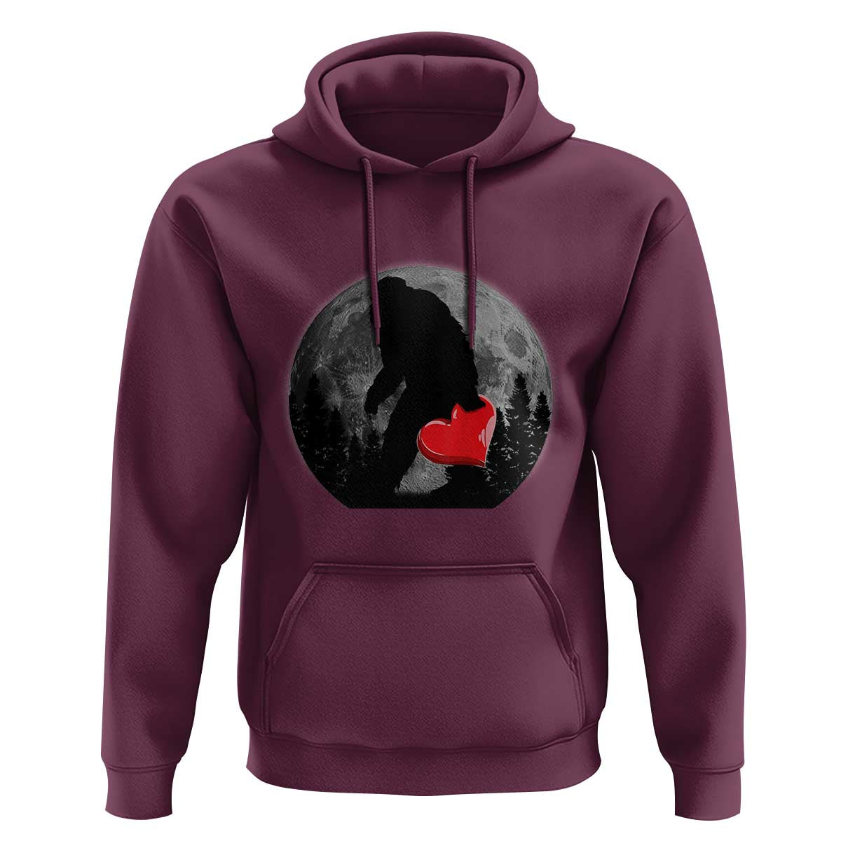 Bigfoot Heart Valentines Day Hoodie Funny Valentine Sasquatch Lovers