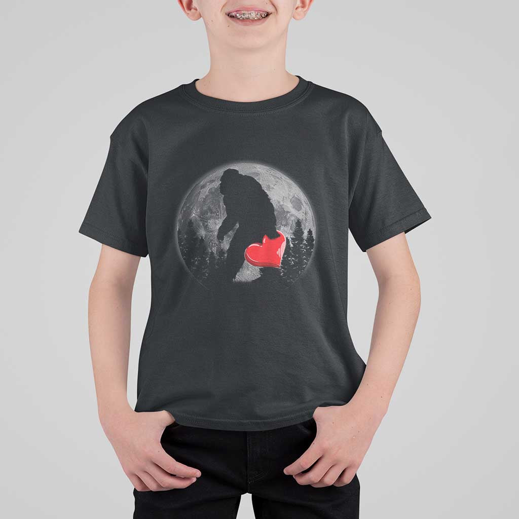 Bigfoot Heart Valentines Day T Shirt For Kid Funny Valentine Sasquatch Lovers