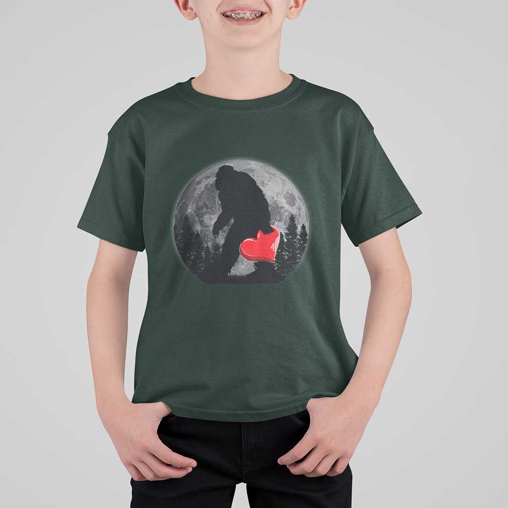 Bigfoot Heart Valentines Day T Shirt For Kid Funny Valentine Sasquatch Lovers