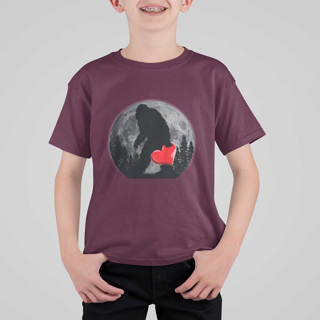 Bigfoot Heart Valentines Day T Shirt For Kid Funny Valentine Sasquatch Lovers