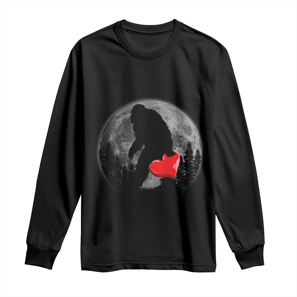 Bigfoot Heart Valentines Day Long Sleeve Shirt Funny Valentine Sasquatch Lovers