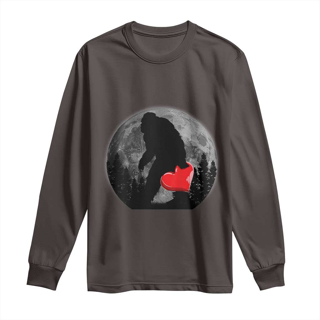 Bigfoot Heart Valentines Day Long Sleeve Shirt Funny Valentine Sasquatch Lovers
