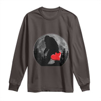 Bigfoot Heart Valentines Day Long Sleeve Shirt Funny Valentine Sasquatch Lovers