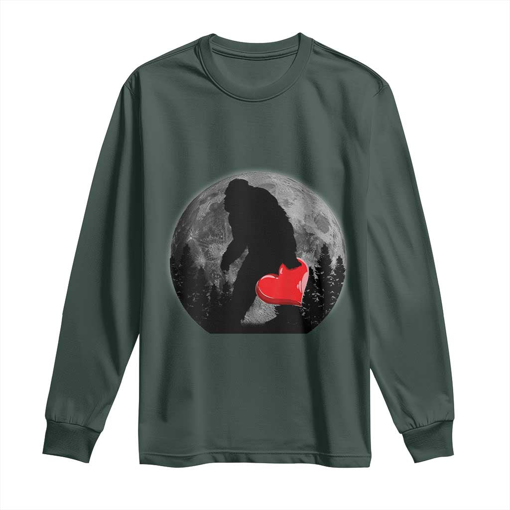 Bigfoot Heart Valentines Day Long Sleeve Shirt Funny Valentine Sasquatch Lovers