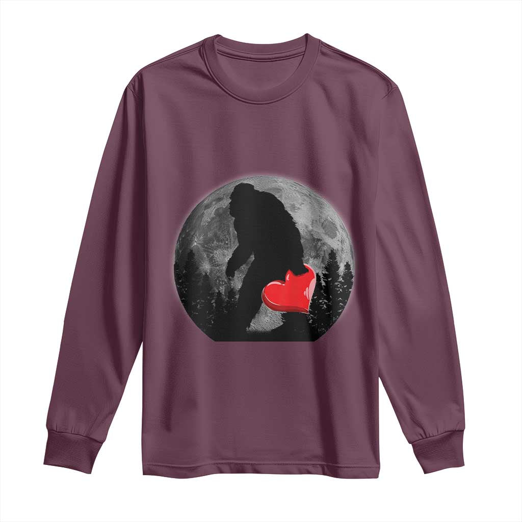 Bigfoot Heart Valentines Day Long Sleeve Shirt Funny Valentine Sasquatch Lovers