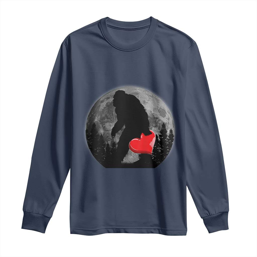 Bigfoot Heart Valentines Day Long Sleeve Shirt Funny Valentine Sasquatch Lovers