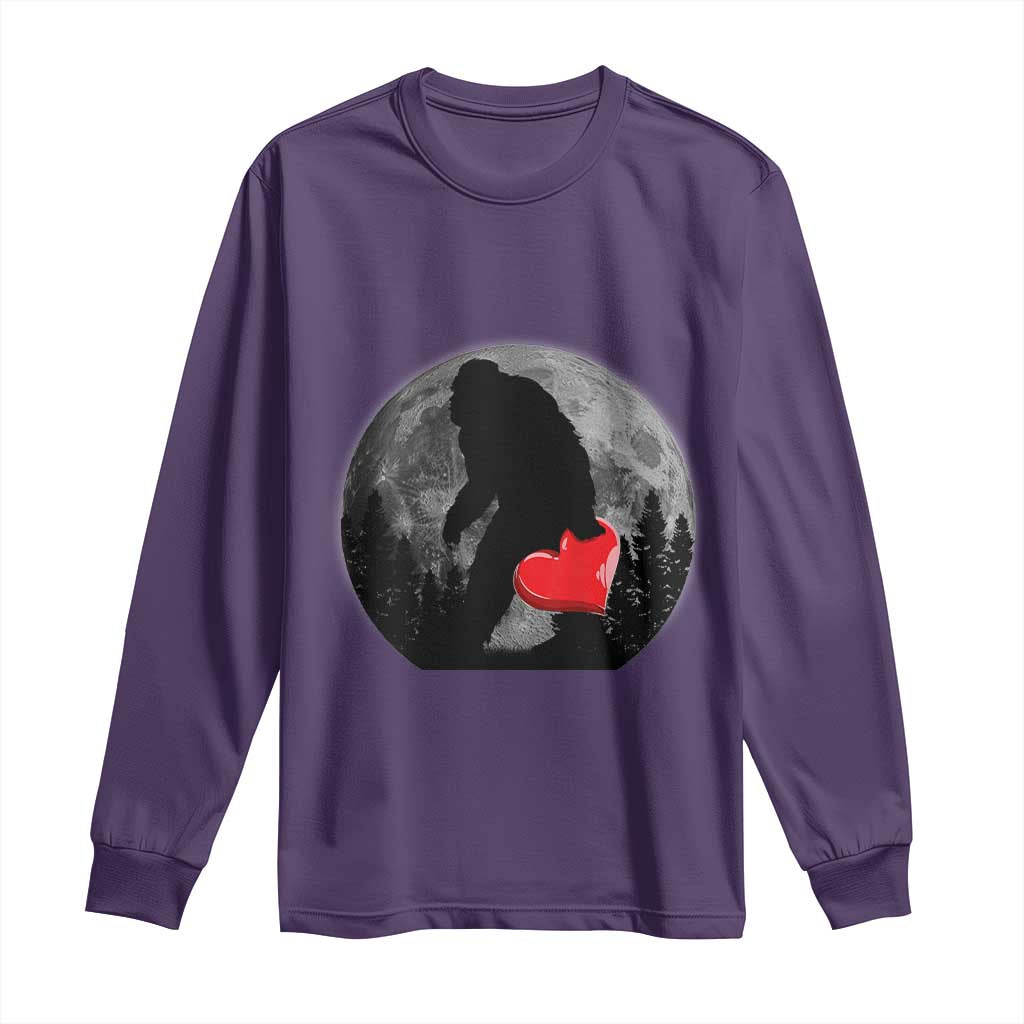 Bigfoot Heart Valentines Day Long Sleeve Shirt Funny Valentine Sasquatch Lovers